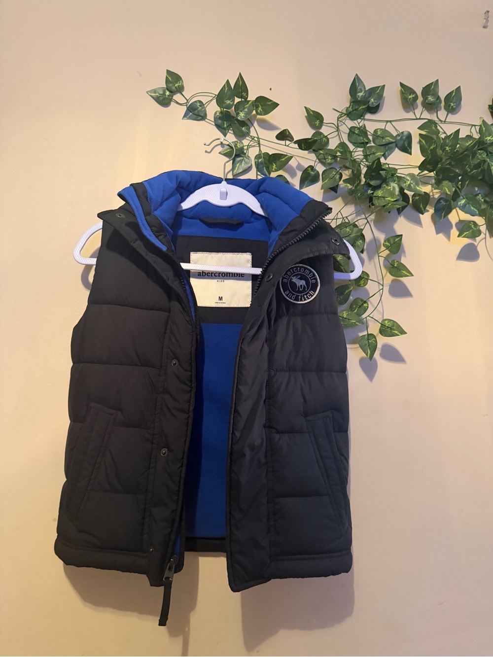Abercrombie & Fitch Black Puffer Vest with Blue Lining (Kids)